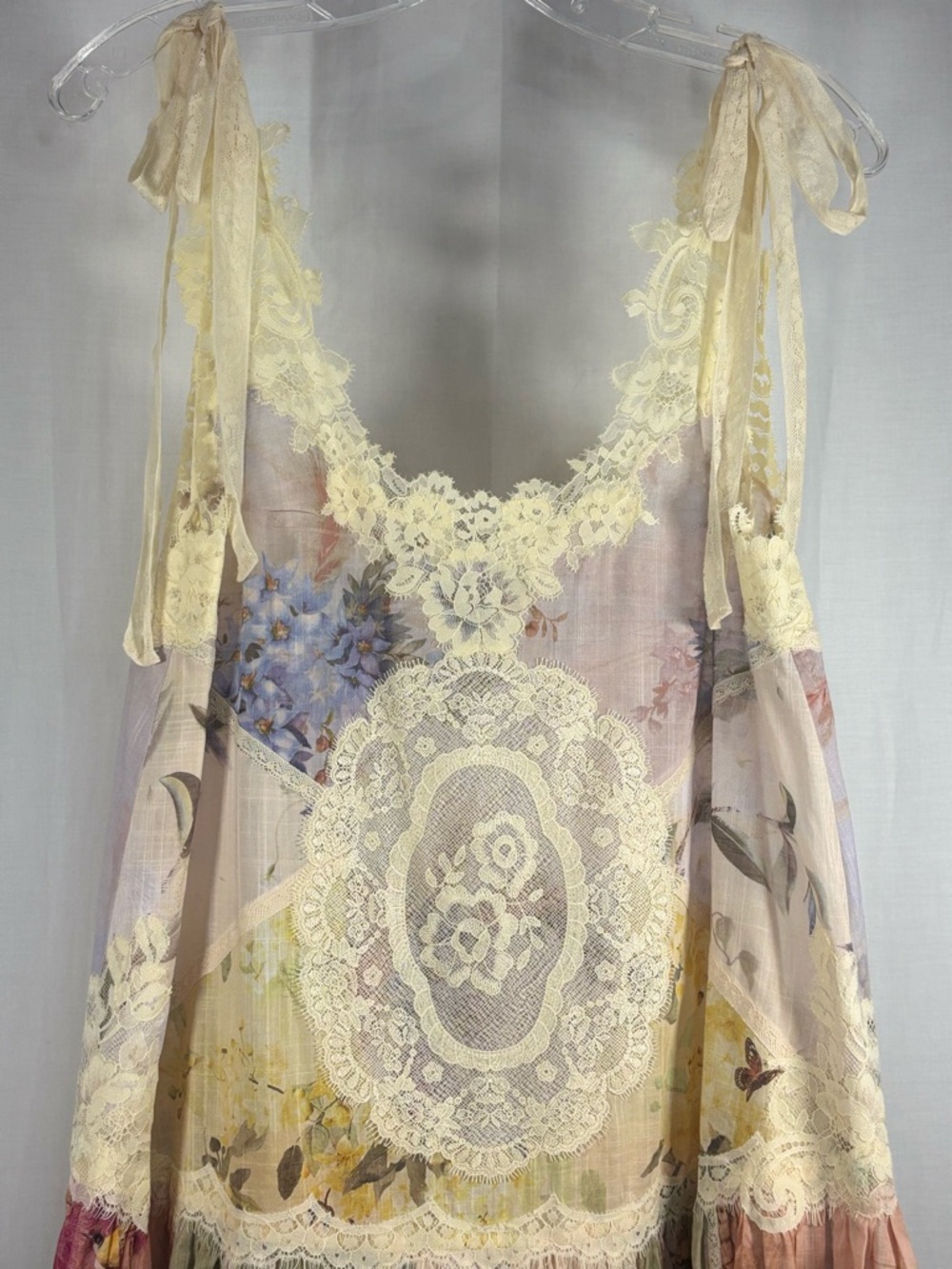 EUC ZIMMERMANN Lace Trim Ivory Tie-Shoulder Babydoll Dress / nightie Size 0 - Picture 2 of 10